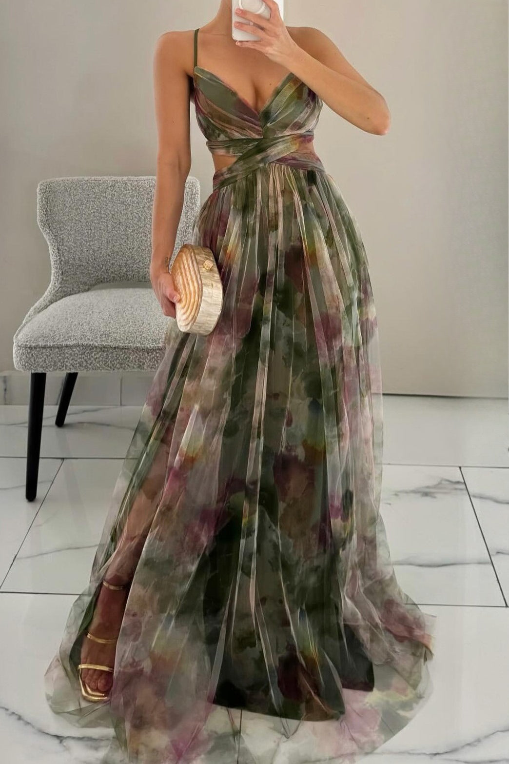 Mesh Floral Print Cami Dress Lavish Daily