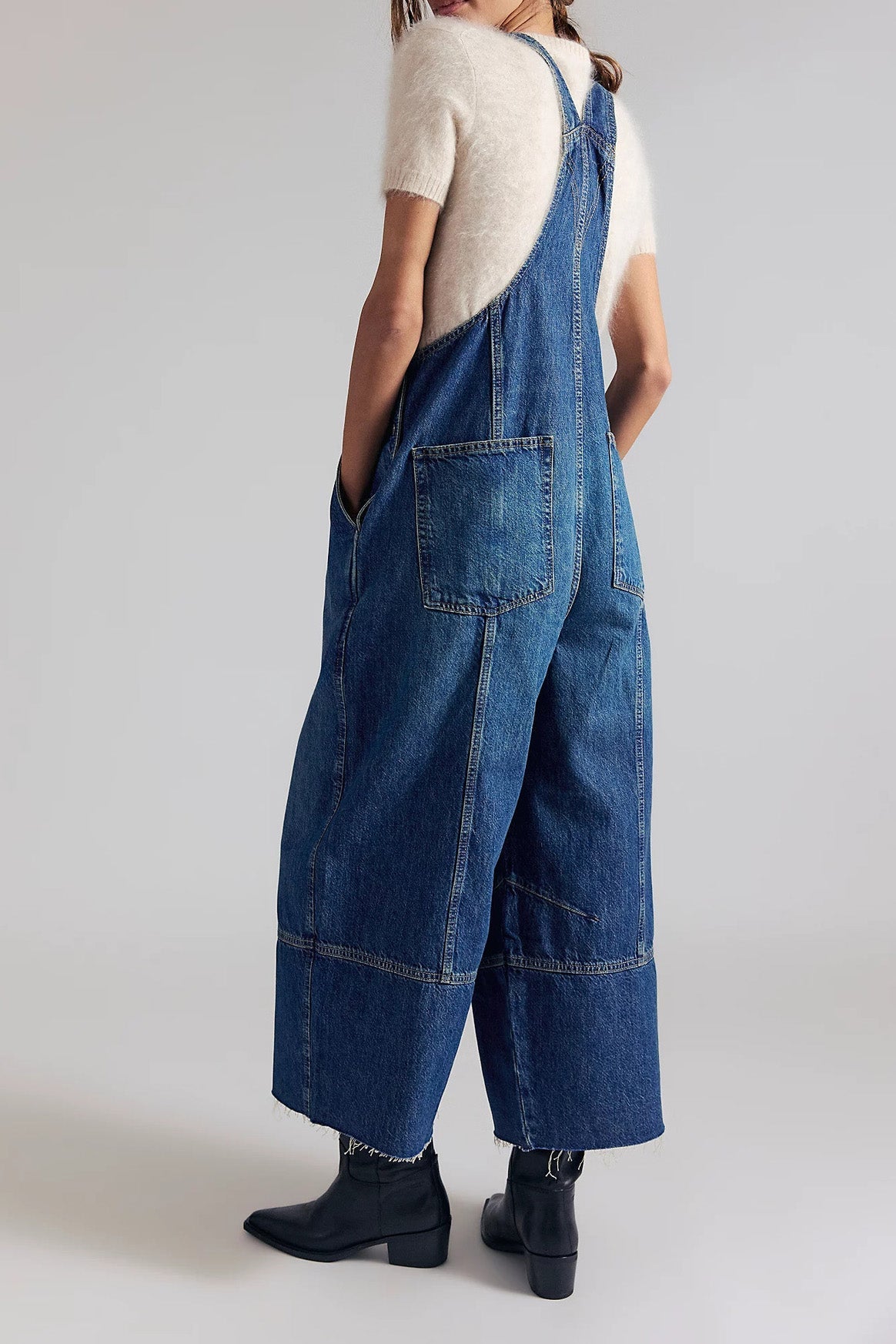 Pleated Wide Leg Denim Overalls Lavish Daily