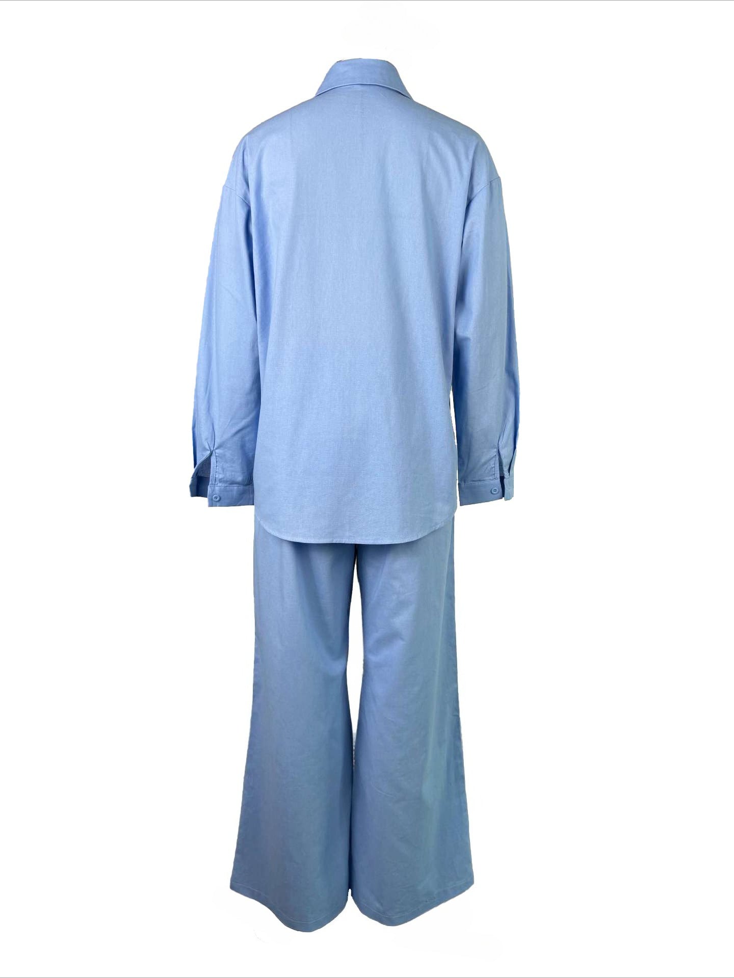 Beaded Collared Shirt & High-Waist Pants Set Lavish Daily