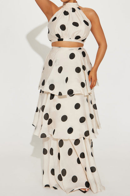 Halter Crop Top & Tiered Ruffle Maxi Set Lavish Daily