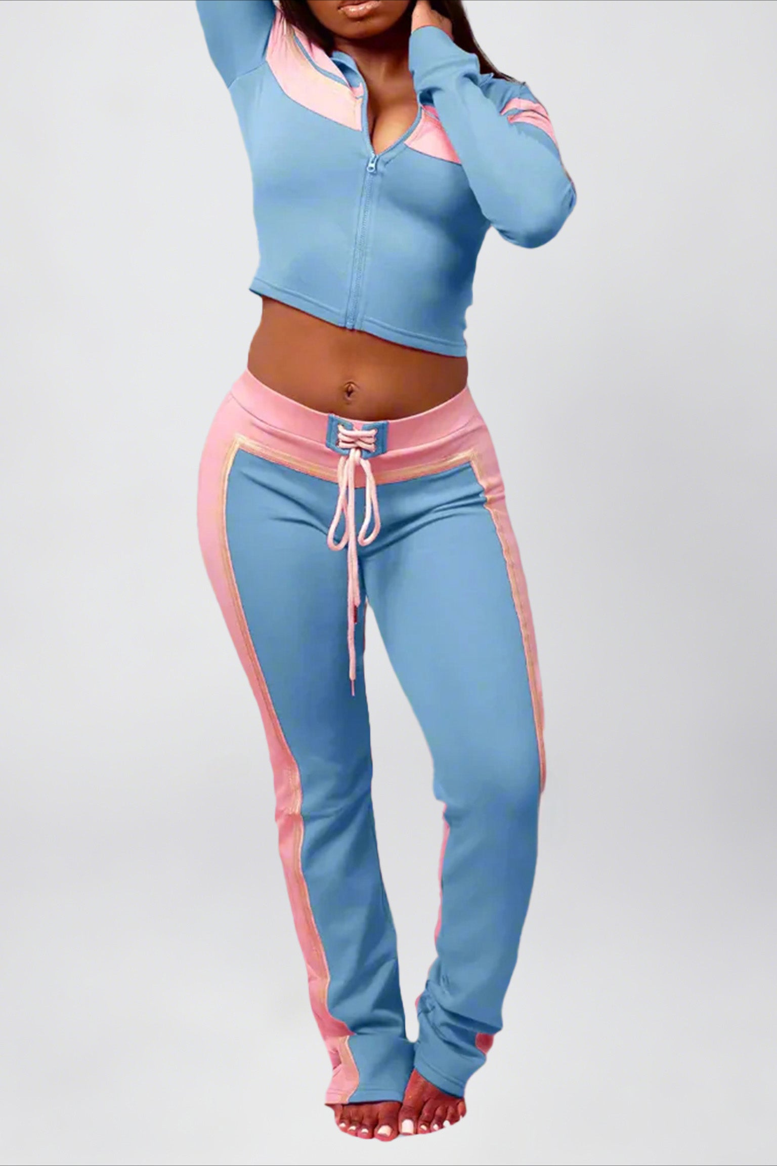 Printed Front-Tie Top and Long Pants Set Lavish Daily