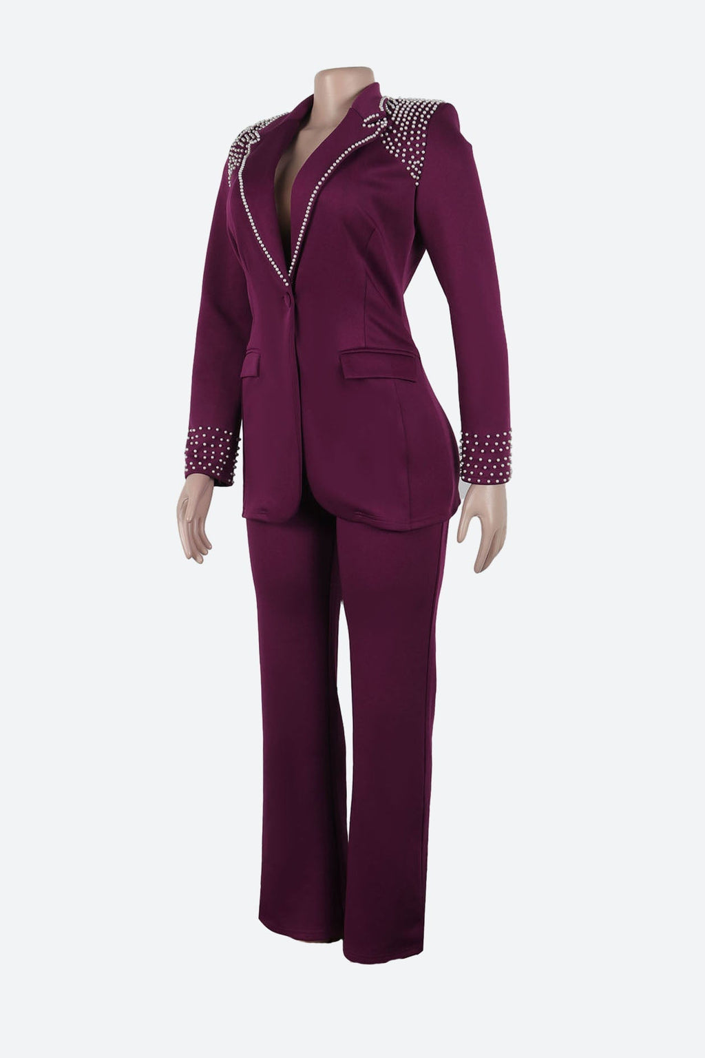 Long Sleeve Slim Fit Stretch Suit Set Lavish Daily