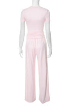 Casual Solid Round-Neck Short Sleeve Set Lavish Daily