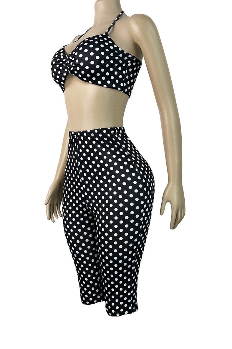Retro Polka Dot 2-Piece Capri Set Lavish Daily