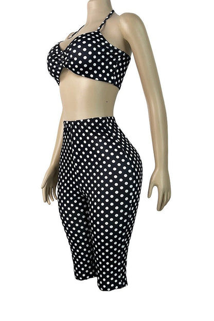 Retro Polka Dot 2-Piece Capri Set Lavish Daily
