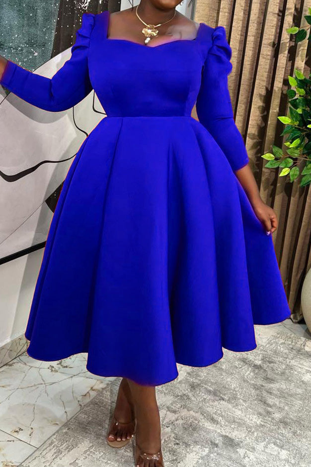 Solid Square Neck High Waist Maxi Dress Lavish Daily