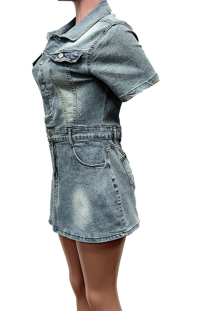 Short Dress Stretchy Ladies Denim Summer Dress Lavish Daily