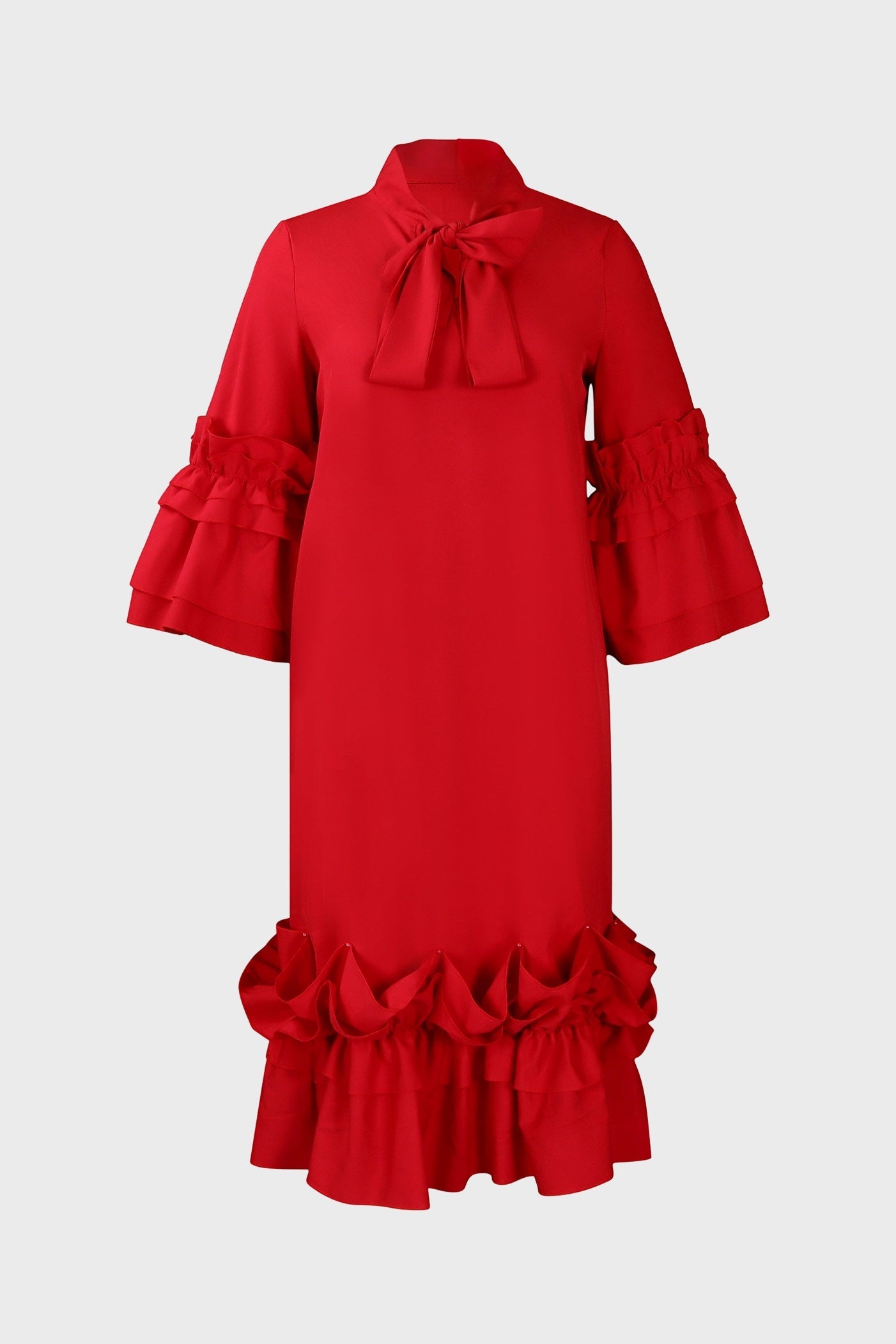 Ruffle Hem Flare Sleeve Maxi Dress Lavish Daily