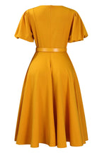 Puff Sleeve High Waist Solid Round Neck Dress Lavish Daily