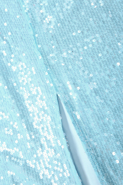 Sequin Halter Cowl Neck Backless Slit Dress Lavish Daily