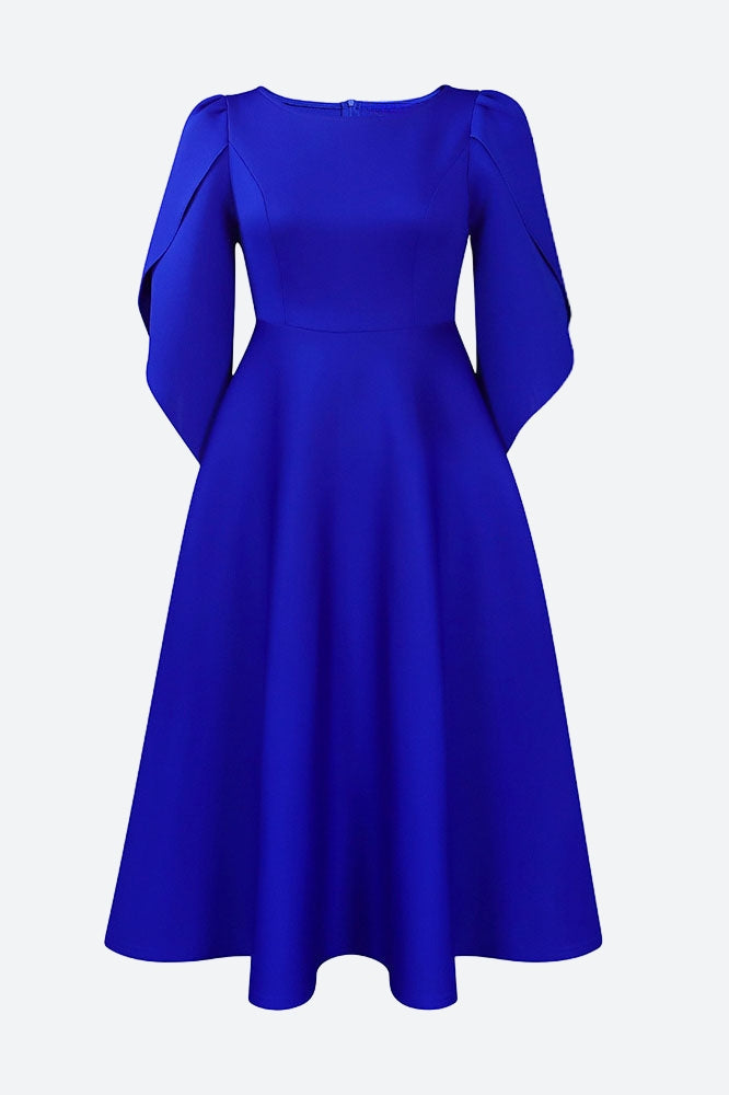 Elegant 3/4 Petal Sleeve Long Midi Dress Lavish Daily