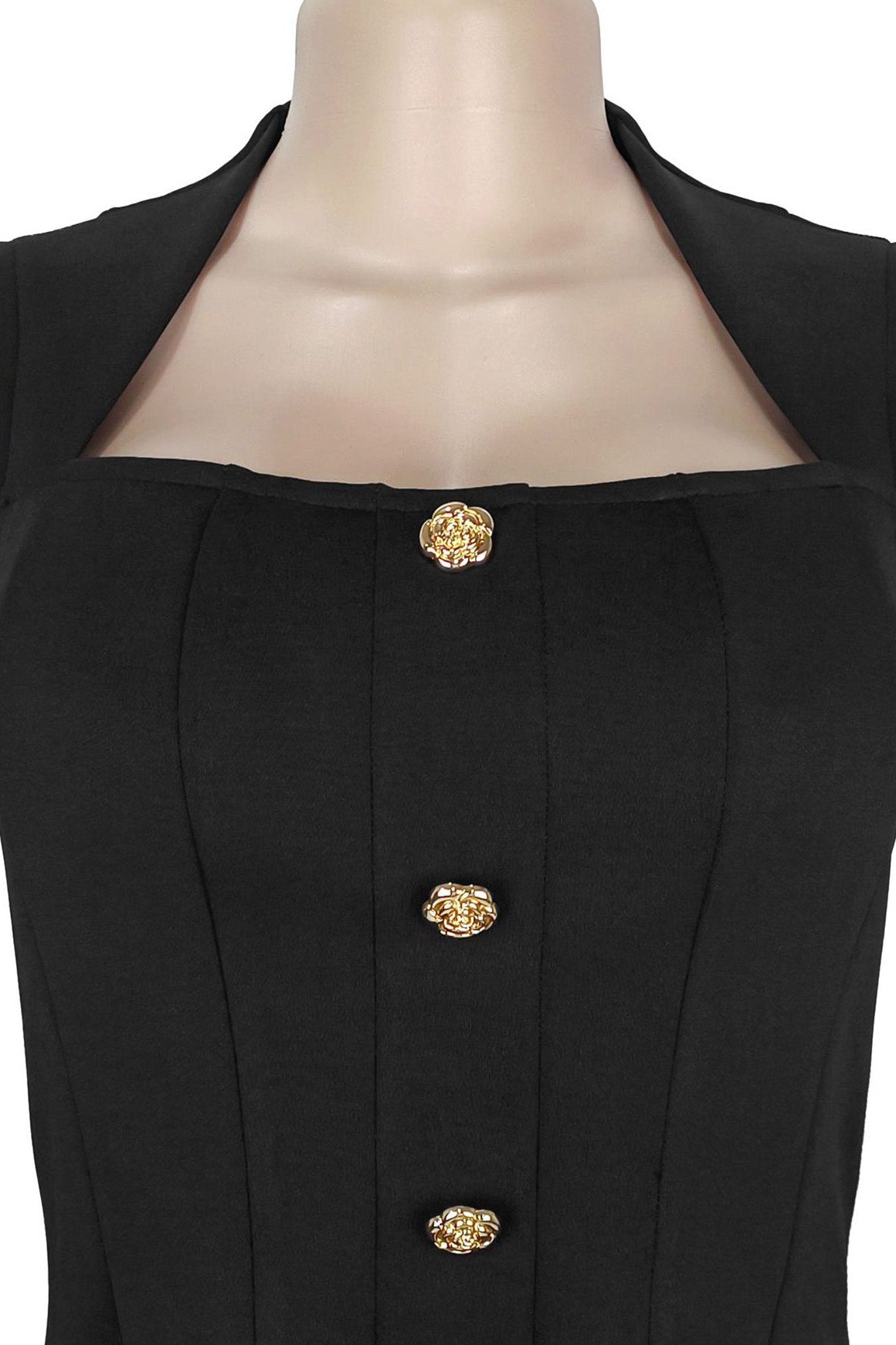 Square Neck Button Front Pleated Mini Dress Lavish Daily