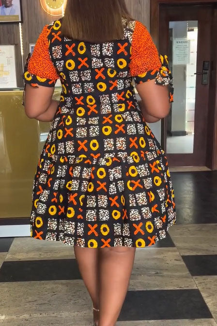 Print Strap Design Zipper O Neck Printed Dress Lavish Daily