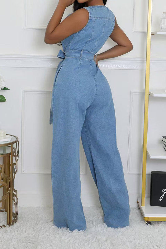 Zip-Front Wide Leg Jumpsuit Lavish Daily