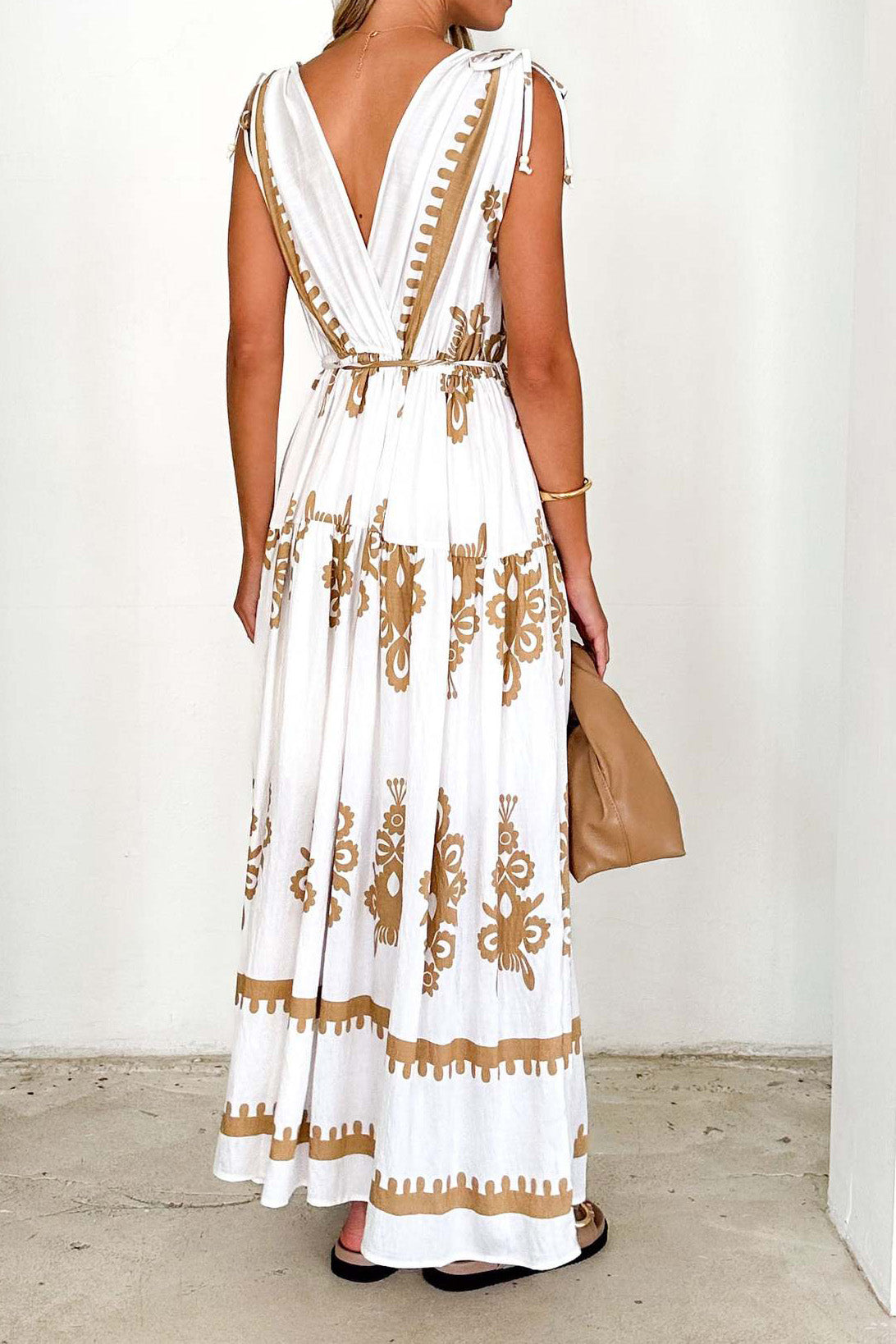 Bohemian Floral Print V-Neck Maxi Dress Lavish Daily