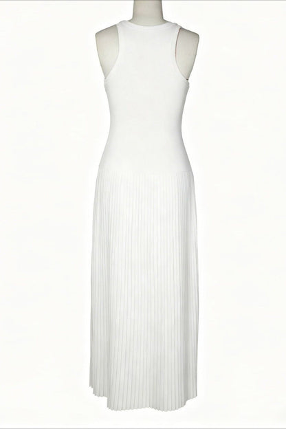 Sporty Contrast-Stripe Pleated Maxi Dress Lavish Daily