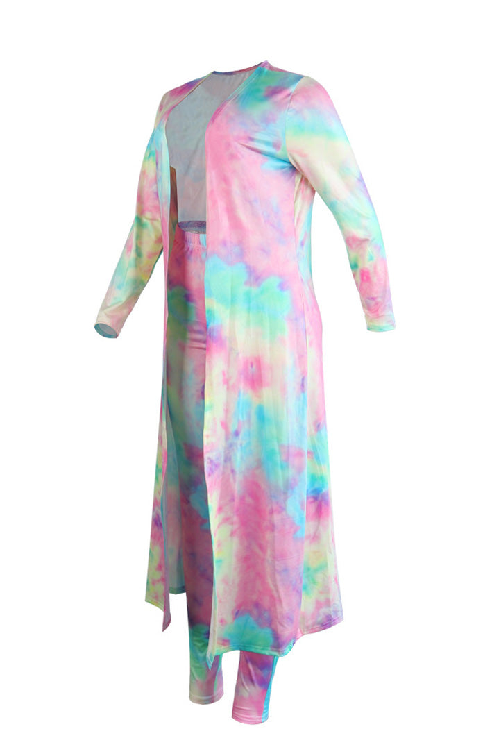 Printed Pants with Long Cardigan Set Lavish Daily