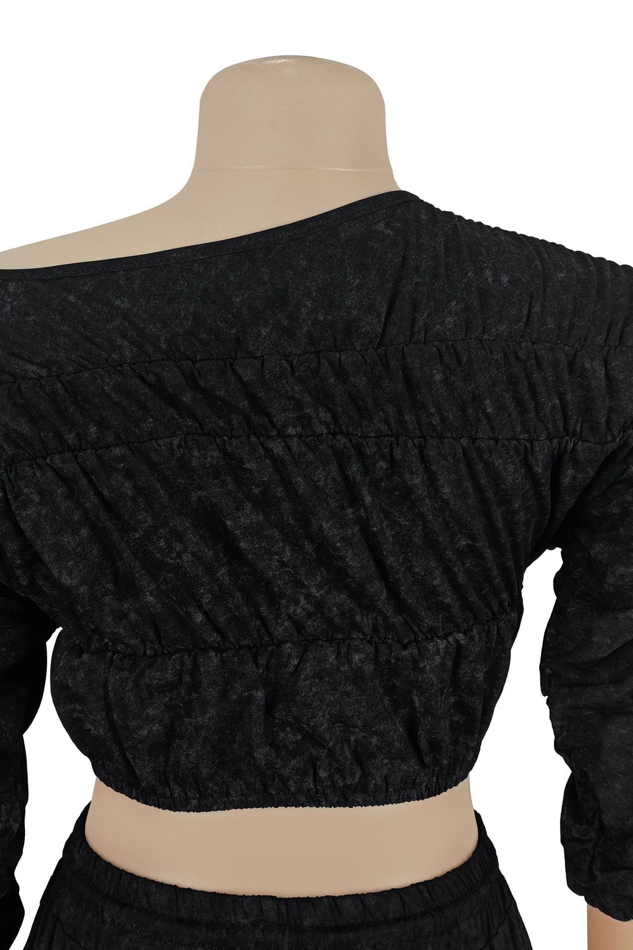 Ruched Off-the-Shoulder Crop Top & Flare Set Lavish Daily