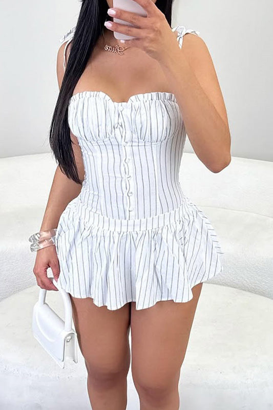 Linen Smocked Bustier Mini Dress Lavish Daily