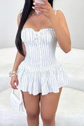 Linen Smocked Bustier Mini Dress Lavish Daily