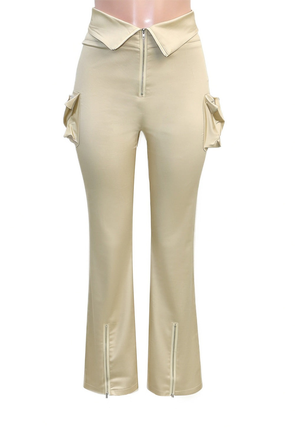 Zip Cargo Flared Pants LavishDaily