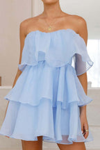 Strapless Tiered Babydoll Mini Dress Lavish Daily