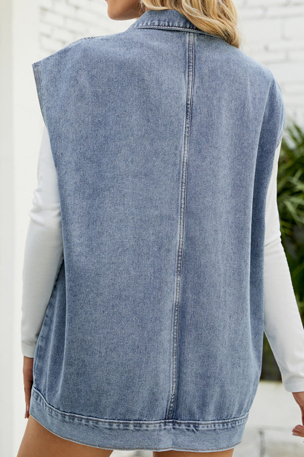 Vintage Oversized Denim Jean Vest Lavish Daily