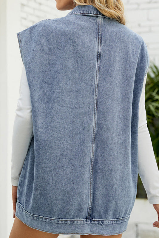Vintage Oversized Denim Jean Vest Lavish Daily
