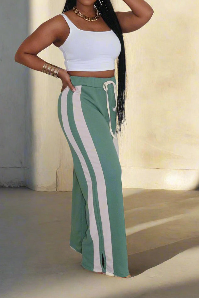 Two Toned Retro Wide Leg Joggers Lavish Daily