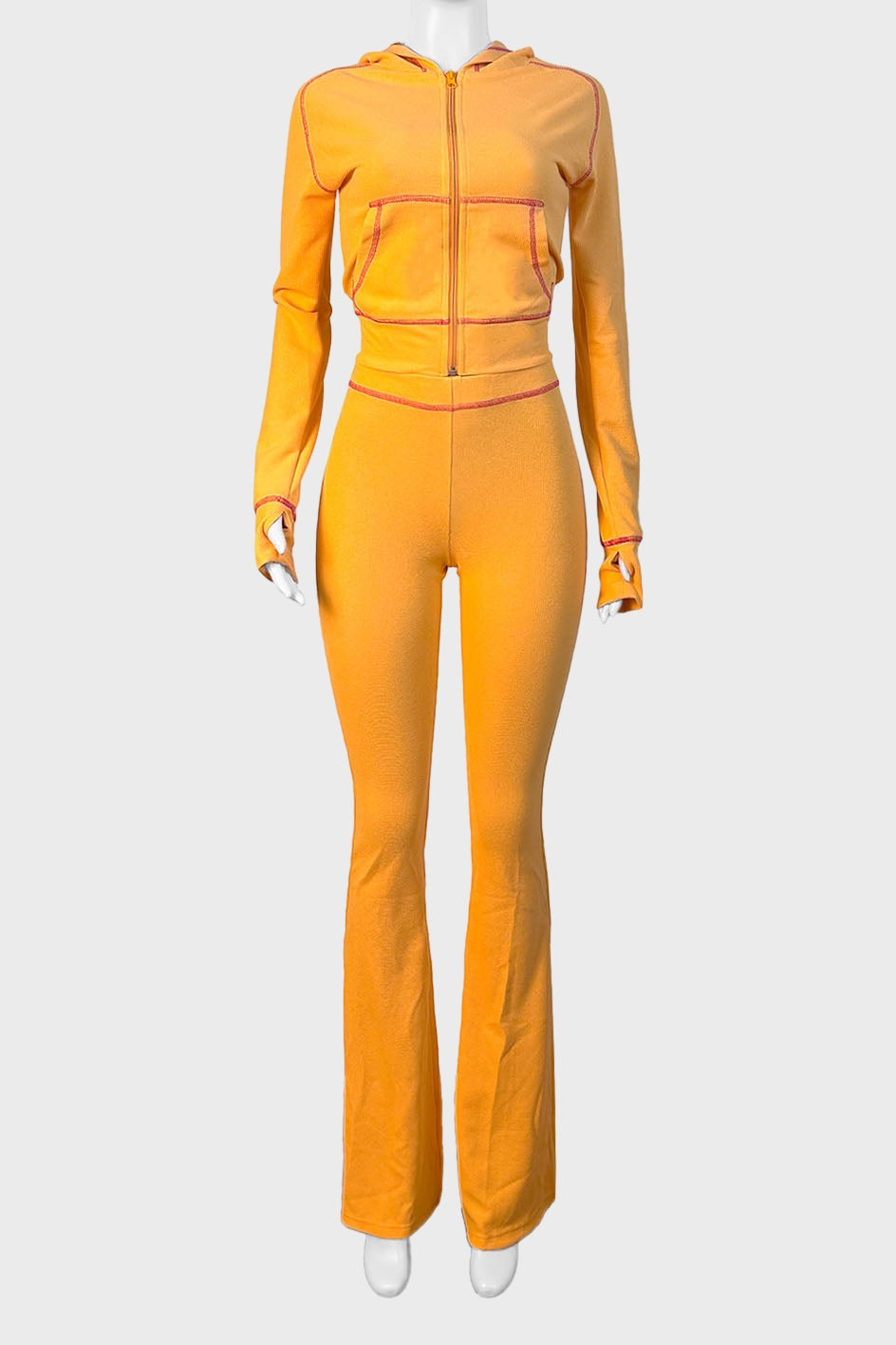 Waffle Sleeve Raglan Hooded Suit Lavish Daily