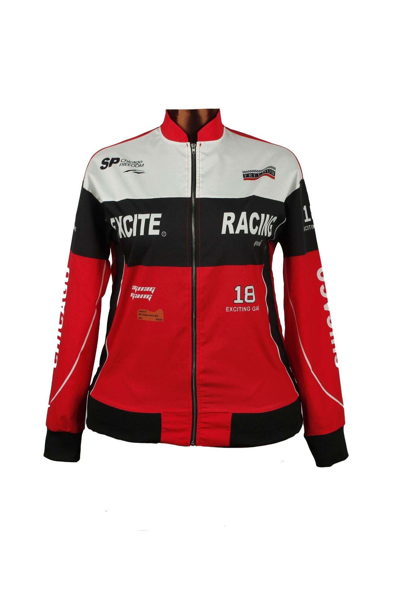 Letter Print Zip Up Moto Jacket Lavish Daily