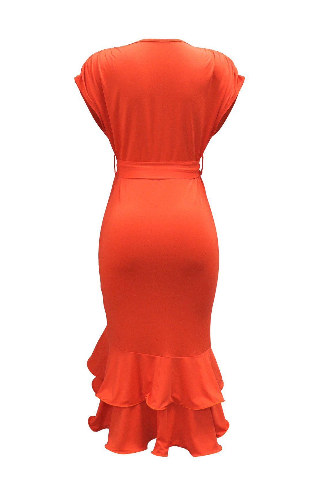 Deep V-Neck Solid Tie Dress with Loose Sleeves Lavish Daily