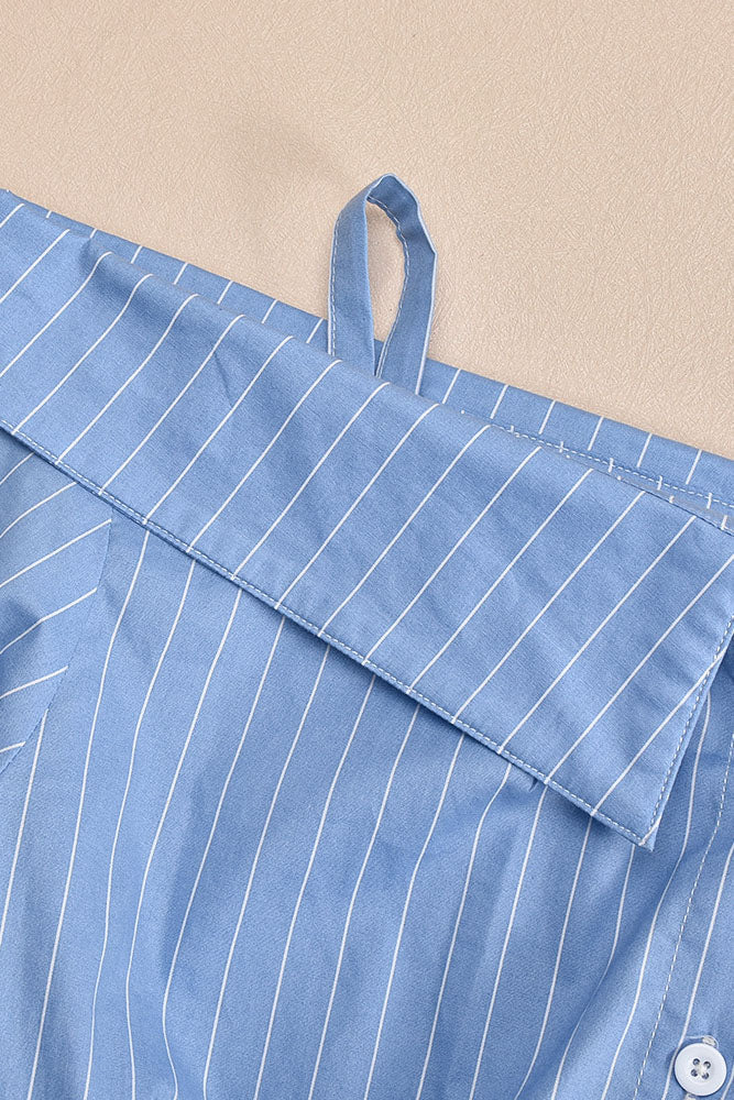 Striped Shoulder Button Down Shirt Lavish Daily