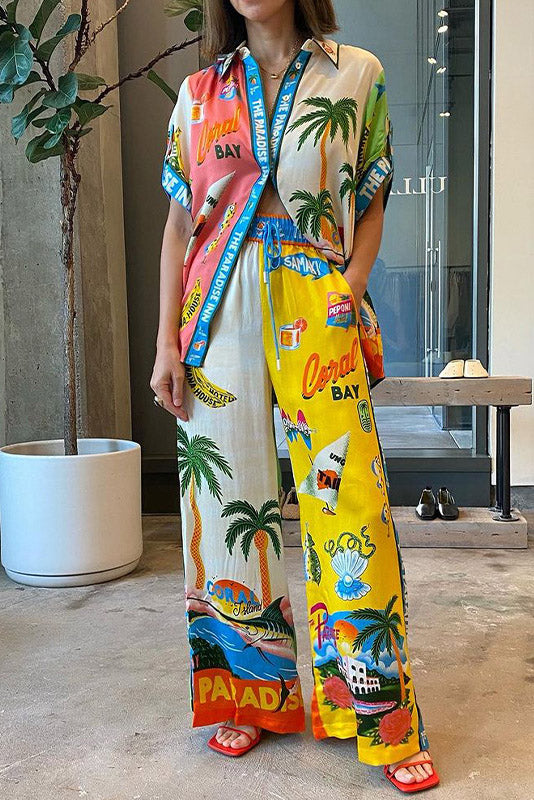 Printed Shirt and Pant Set Lavish Daily