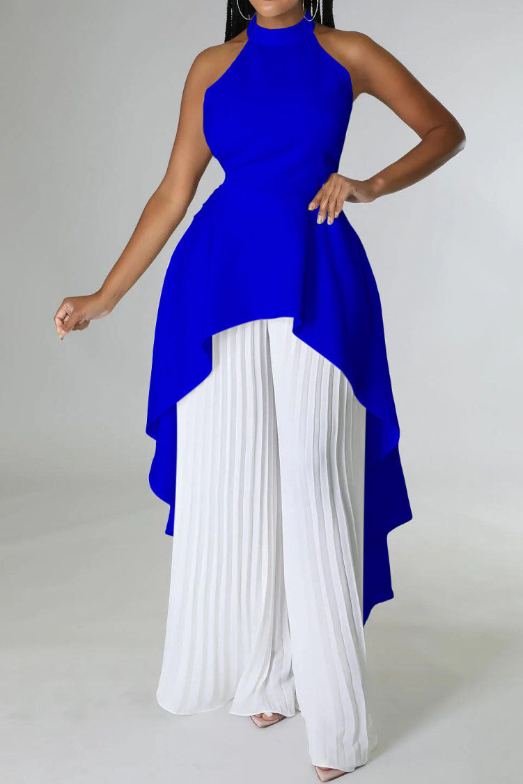 Halter Tunic Top & Pleated Pants Set Lavish Daily