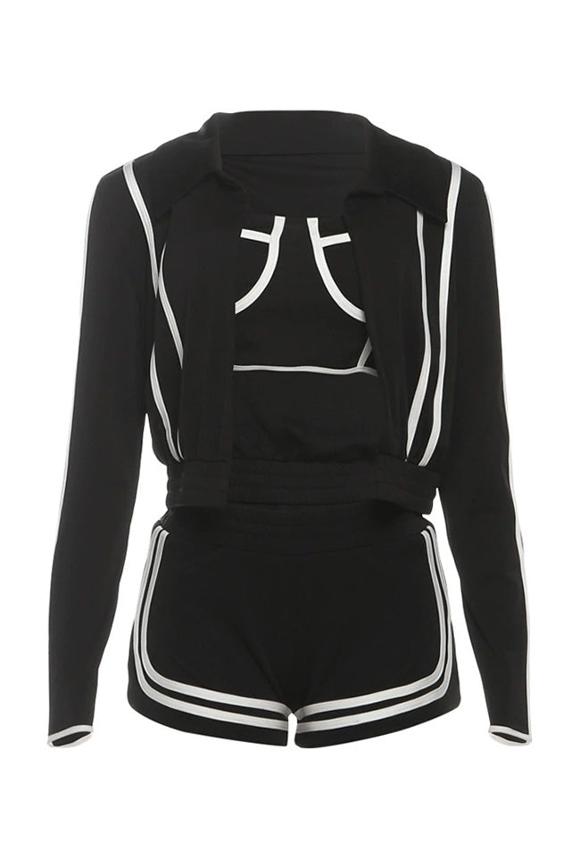 Sporty Contrast Trim 3-Piece Set Lavish Daily