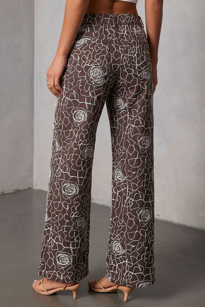 Embroidered Belted Wide Leg Matching Set LavishDaily