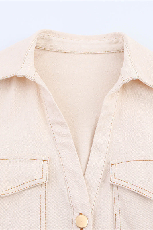 Denim Button Short Sleeve Dress Lavish Daily