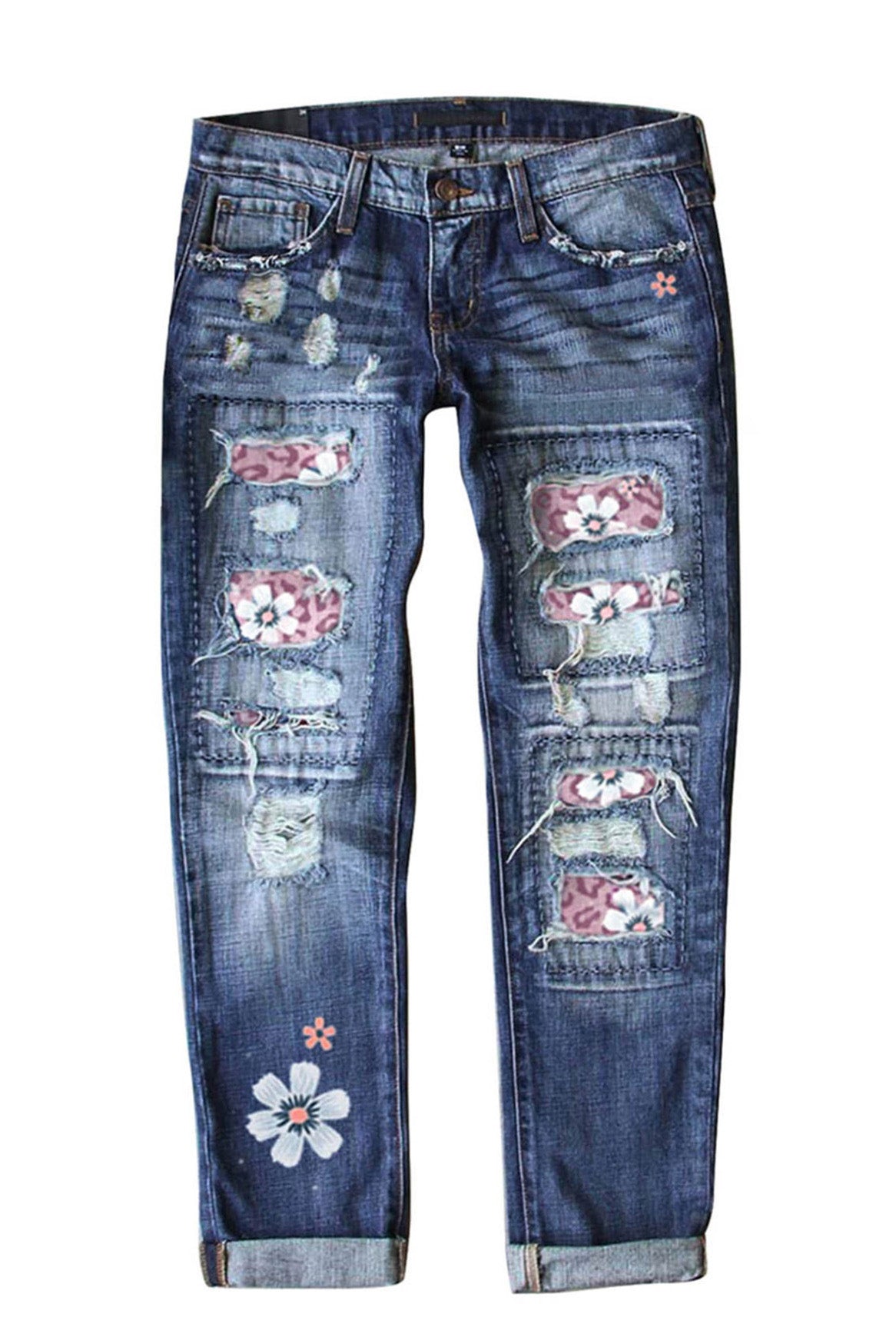 Slim Fit Printed Denim Trousers Lavish Daily