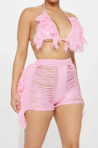 Tassel Crochet Short Set Lavish Daily