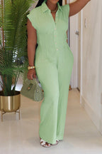 Striped Button-Up Sleeveless Jumpsuit Lavish Daily