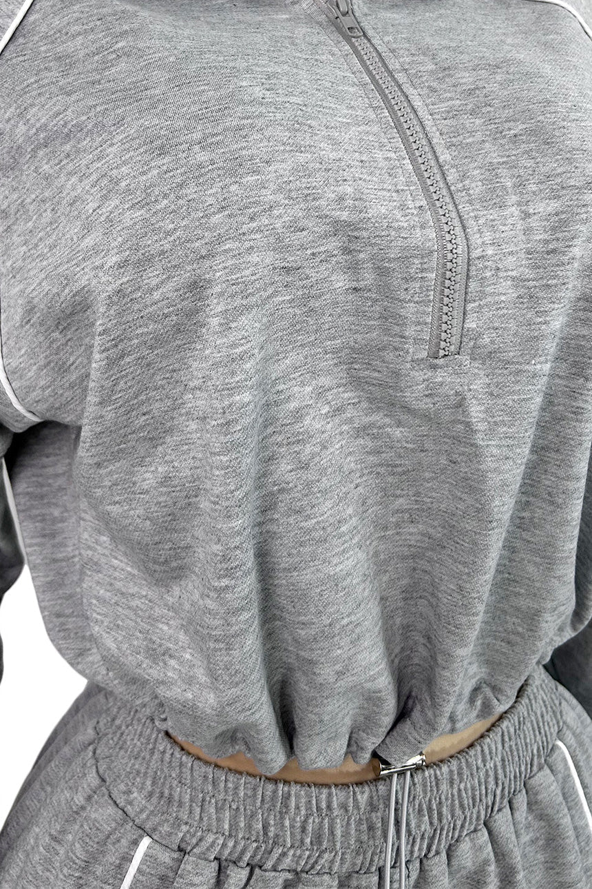 Half-Zip Sweatshirt & Wide Leg Pants Set Lavish Daily