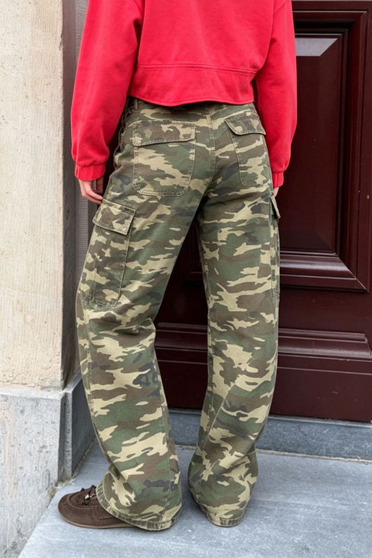 Camo Wide Leg Cargo Pants Lavish Daily