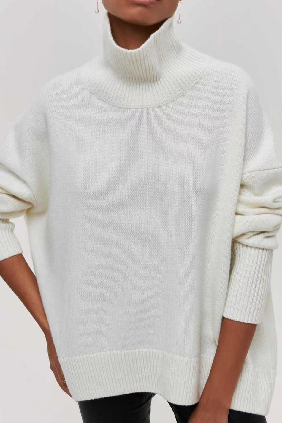 Oversized Knitted Turtleneck Sweater Lavish Daily