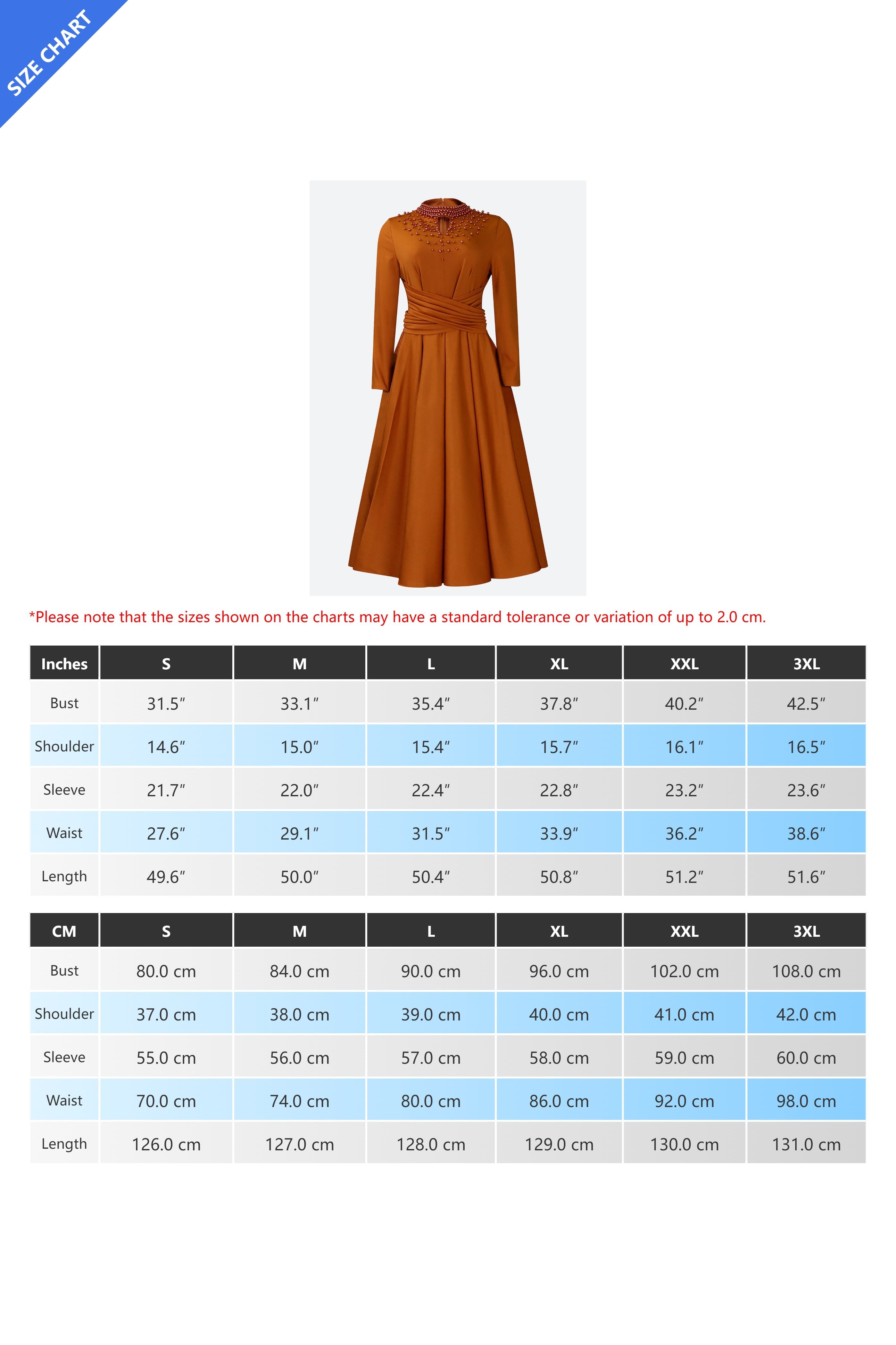 High Collar Elegant Beaded Large Swing Dress Lavish Daily