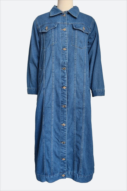 Blue Long Sleeve Denim Duster Jacket Lavish Daily