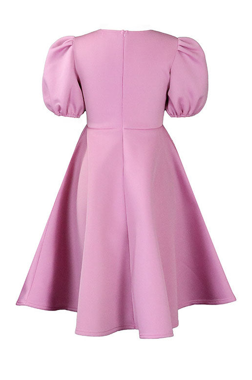 Round Neck Sleeve Slim Waist Swing A-Line Dress Lavish Daily