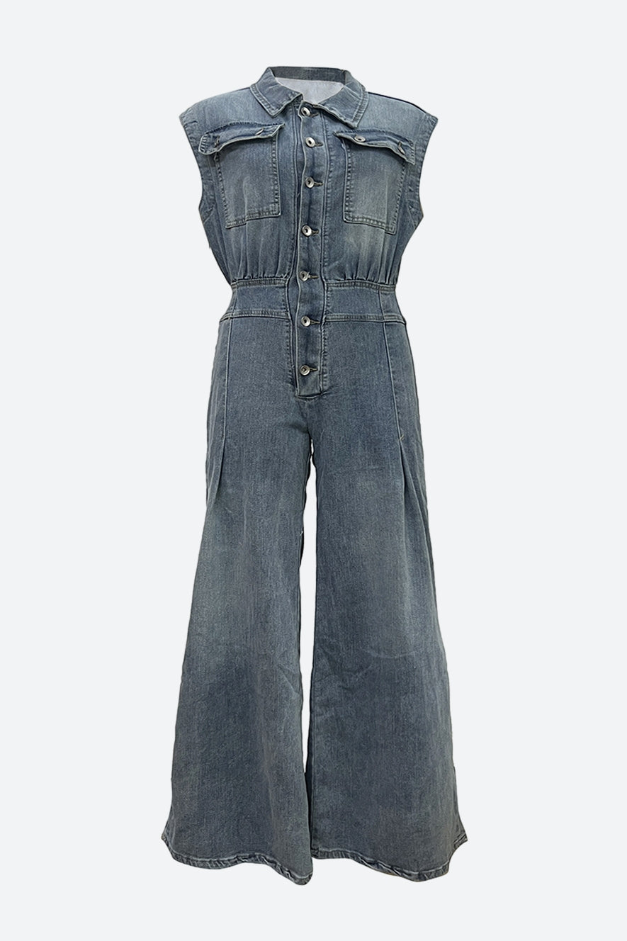 Wide Leg Denim Jumpsuits Lavish Daily