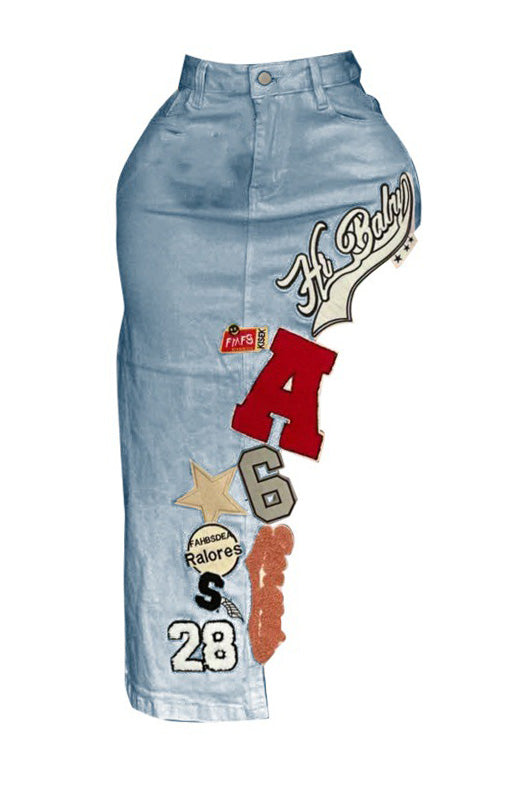 Class Varsity Denim Skirt Lavish Daily