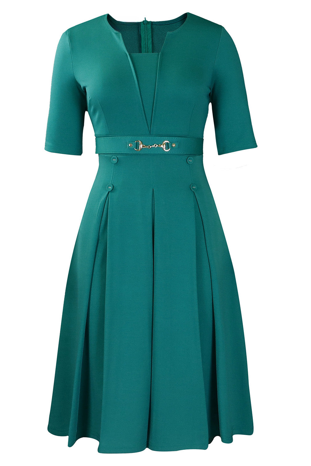 Elegant Short-Sleeve Solid Work Dress Lavish Daily